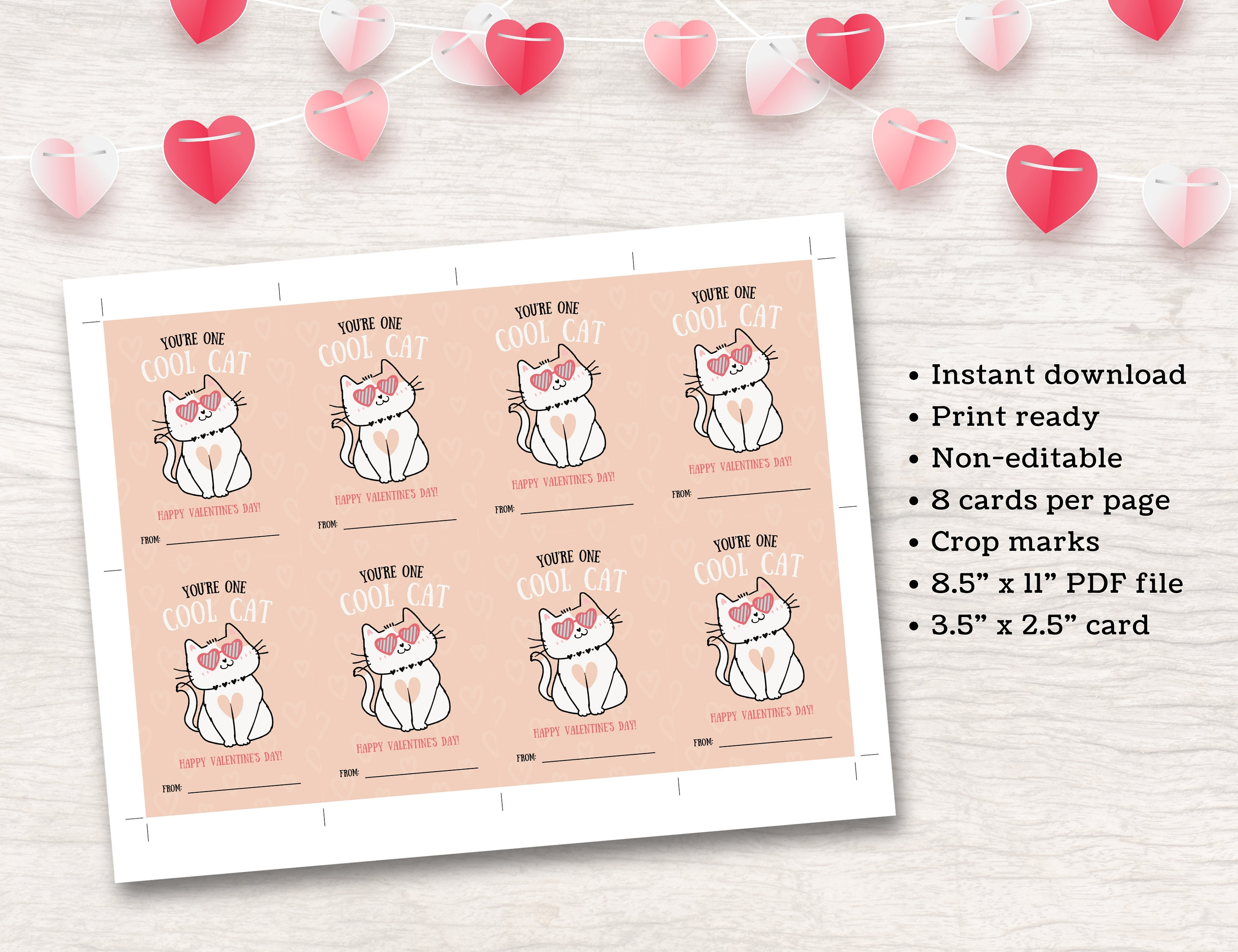 Printable Valentine Exchange Cards Cat