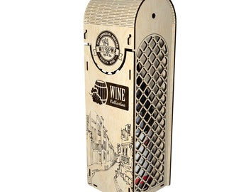 Wine box 3, 4, 5 mm and 1/8 inch plywood dxf dwg cdr 11 svg pdf files for cnc laser cut router Incredible 95x95x335 mm internal size