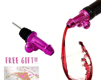 Bottle Pourer with FREE GIFT - Fun Pink Bachelorette/ Bachelor Pink Bachelorette Party/ Bachelor Party Decor Plus (Crown and Confetti)