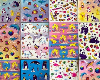 Vintage Lisa Frank 1/4 Sticker Sheets, 80’s & 90’s Lisa Frank Mods, Unicorns Panda Bears Fruit Dolphin Rainbow Cats Dogs Flamingo RARE HTF