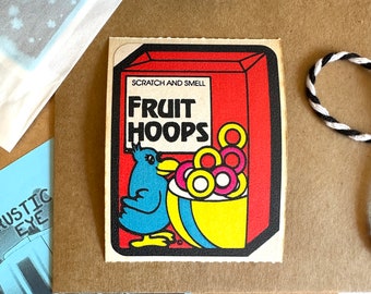 Vintage 80s Mello Smello Matte Fruit Hoops Scratch And Smell Sticker, Bird & Cereal Bowl Scratch ‘N Sniff Sticker, Smelly Stickers Gift