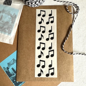 Vintage Black Music Note Mods Adesivos da Sra. Grossman por metro, presente para o amante da música, adesivos de álbum de recortes de concerto