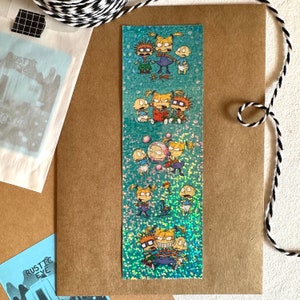 Vintage Rugrats 90’s Sandylion Prismatic Stickers, Sparkly Blue Foil 1990’s Cartoon Collectibles, Angelica Tommy Chuckie Stickers