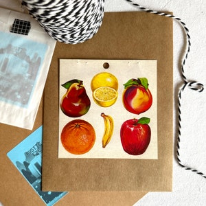 Vintage Eureka Fruchtrobben 85851, Apfel-Zitronen-Birne Orange Banane Pfirsich Aufkleber, Gesundes Geschenk für Penpal