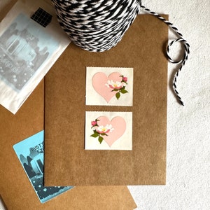 Vintage jaren 90 grote roze en witte roos bloemen hart mods mevrouw Grossman stickers, doe-het-zelf Valentijnsdagkaarten, stickers bloemen liefde