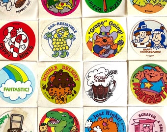 Scratch ‘N Sniff Authentic Vintage 80s 90s Stickers, You Pick Trend & More Round Circle Matte And Shiny Collectible Smelly Stickers