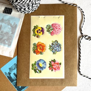 Vintage Dennison Floral Gummed Seals No. 80-901, Spring Sticker Gift For Friend, Planner & Junk Journal Writing Supplies