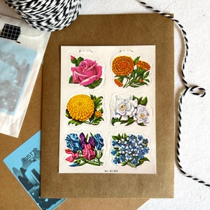 Vintage Dennison Floral Seals No. 80-988, Spring Sticker Gift For Friend, Planner & Junk Journal Writing Supplies
