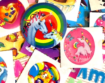 Vintage Lisa Frank Treasure Hunt Stickers You Pick, 80’s & 90’s Collectible Lisa Frank Stickers RARE HTF, Rainbow Unicorns Ice Cream Sundaes