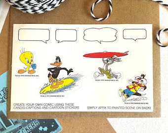 Vintage 1990 Warner Brothers Looney Tunes Tyson Meals Sticker Scenes, RARE HTF Daffy Duck Bugs Bunny Tweety Bird Wile E. Coyote Sylvester