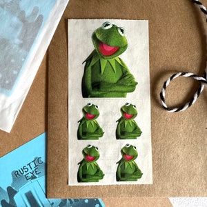 Vintage Kermit Żaba StickyPix Naklejki Mods Paper House Productions, Jim Henson Muppets Naklejki Arkusze