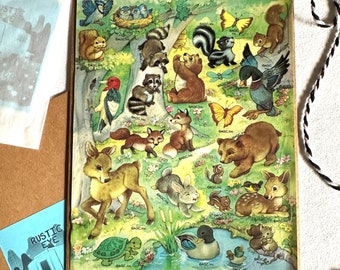 Vintage AGC Woodland Animals Sticker Sheet, American Greetings Forest Creatures Stickers, Happy Mail DIY Greeting Cards