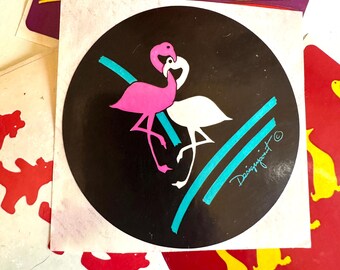 Vintage 80s VERY RARE Designpoint Stickers, Flamingos Bears Ducks, Boston Location Design Point, Gift For Sticker Lover, 1980s Collection