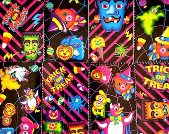 Vintage Halloween Lisa Frank 1/6 Sticker Mods RARE, 1980s Lisa Frank Stickers, RARE HTF Trick Or Treat Monster Ghost Unicorn Pumpkin Candy