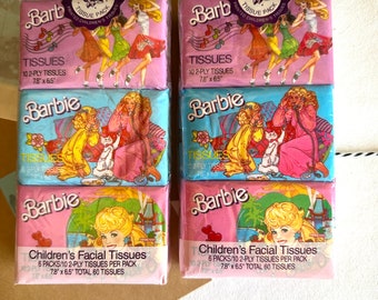 Confezione da sei fazzoletti Barbie vintage anni '80, nuovi, in