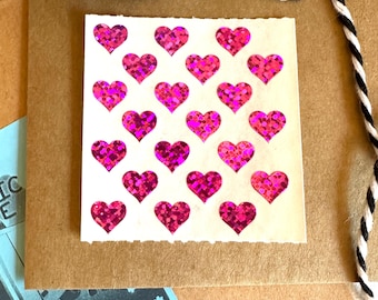 Vintage Micro Mini Prismatic All Pink Hearts Sandylion Sparkly Stickers Mods, Gift For Sticker Lover