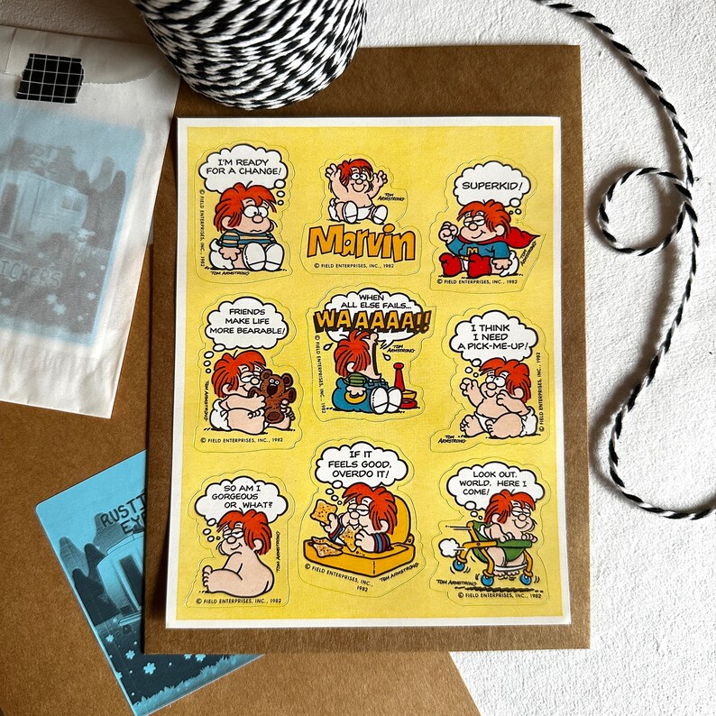 Vintage 1982 Marvin Stickers by Field Enterprises, Tom Armstrong ...