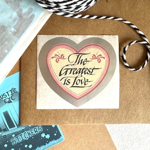 Stickers The Greatest Is Love Sonrise Creations vintage des années 80, autocollants d'encouragement, fournitures de décoration pour enveloppes de correspondant