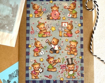 Vintage RARE AGC Y2K 2000 New Years Count Down Bears Sticker Sheet, American Greetings Planner Stickers, Happy Mail DIY Greeting Cards