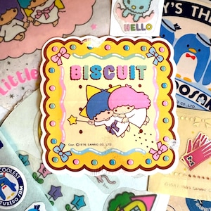 Vintage Sanrio Stickers, 80s Little Twin Stars Stickers Bisquit, 1976 Robby Rabbit Partial Sheet, 1983 Tuxedo Sam, 1979 Spiffy’s The Coolest