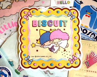 Vintage Sanrio Stickers, 80s Little Twin Stars Stickers Bisquit, 1976 Robby Rabbit Partial Sheet, 1983 Tuxedo Sam, 1979 Spiffy’s The Coolest