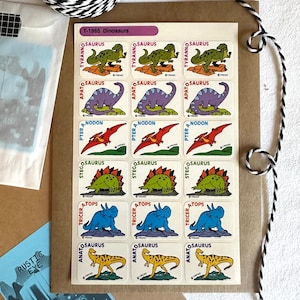 Feuille d'autocollants de dinosaures tendance des années 80, T-1965, autocollants amusants à collectionner, cadeau pour amateur de dinosaures
