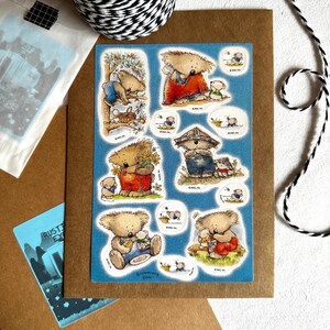 Foglio di adesivi vintage AGC Boomerang Bear, adesivi American Greetings Love & Friendship Koala, biglietti d'auguri fai da te Happy Mail