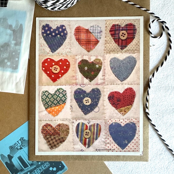 Vintage 90’s Patchwork Quilt Heart Hallmark Stickers,  Collectible 90’s Sticker Sheets, Gift For Quilter