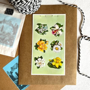 Vintage Dennison Floral Gummed Seals No. 80-900, Spring Sticker Flower Gift For Friend, Planner & Junk Journal Writing Supplies