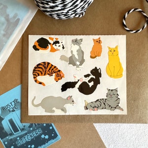 Vintage 80er Jahre Riesen Katzen Mods Mrs Grossmans Aufkleber Schüttgut, Geschenk für Katzenliebhaber, Happy Mail Aufkleber für Brieffreund