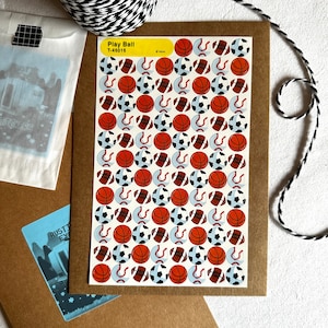 Vintage trend stickervel spelen bal T-46016, leuke beloningen sportkaart stickers basketbal voetbal voetbal honkbal voor meisjes en jongens
