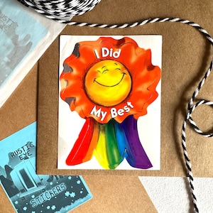 Vintage 1997 CTP I Did My Best Rainbow Smiley Face Award-sticker, sticker met grote lof, cadeau voor stickerverzamelaar uit de jaren 90
