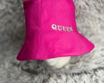 Hot Pink Cotton Bucket Hat Sewn Sun Hat | Girls Beach Hat | Stylish | Women