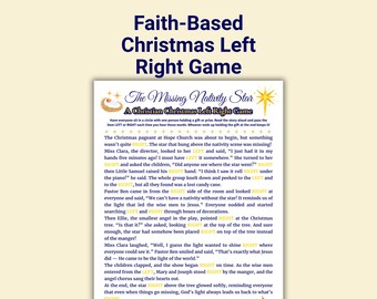 Christmas Left Right Game, Christian Christmas Game Printable, The Missing Nativity Star, Faith-Based Printables, Church Christmas Activity
