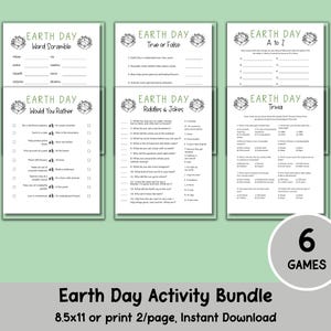 Earth Day Activity Bundle, Earth Day Printable Games for kids, Homeschool Resource, Trivia, Jokes & Riddles, Classroom Activity