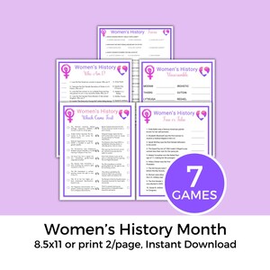 Women's History Game Bundle, Printable Learning Activities (Instant Download)