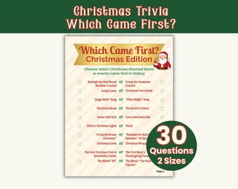 Christmas Trivia Game, Which Came First, Fun Holiday Trivia for Families, Classrooms & Parties, Senior Activities
