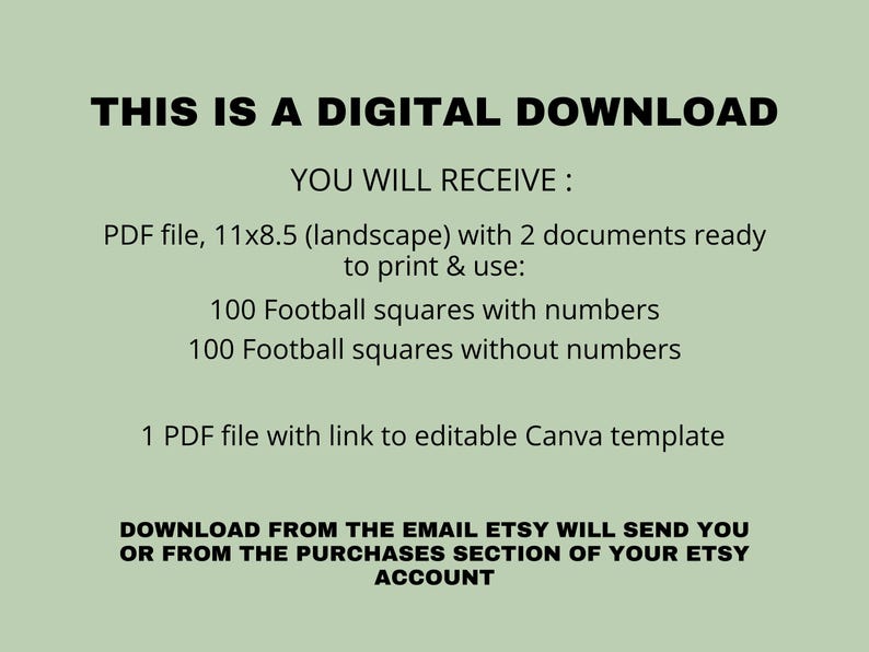 100 Football Squares Editable & Printable, Square Grid, Football ...