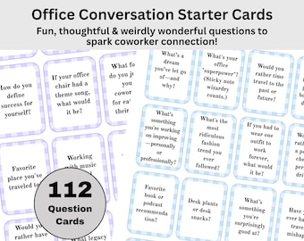 Conversation Cards for the Office, Remote Team Bonding, Coworker Icebreakers, Team Building Printable, 112 Conversation Starters for Work