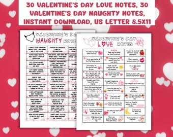 Notes d'amour et notes coquines de la Saint-Valentin, mini messages, impression sexy, carte-cadeau romantique, téléchargement immédiat