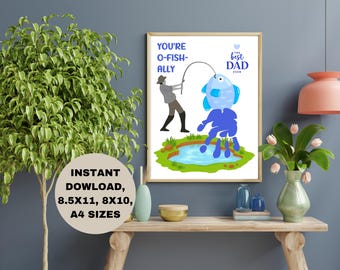 Father's Day Handprint Craft, DIY Child Fishing Handprint Gift (Digital Download)