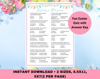 Easter Trivia Game, Printable Easter Activity for Kids & Adults (PDF)