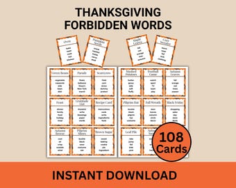Thanksgiving Forbidden Words, Family Party Game, Friendsgiving Activity, Holiday Dinner Fun