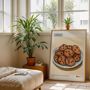 Cookie Poster, American Food Print, Digital Art, Digital Download, Large Printable Art, Mid Century Modern, Minimalist Print, Kitchen Decor
