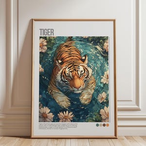 Tiger Poster, Maximalist Badezimmer Wandkunst, Dopamin-Dekor, rosa Kitsch Ästhetik, Tiger in einem Bad Print, Adrette Wandkunst, trendiges Dekor