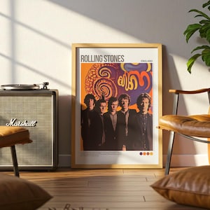 70s Wall Art, Rolling Stones Poster, Aura Print, Psychedelic Poster, Hippie Print, 80s Vintage Poster, Aesthetic Room Decor, Retro Wall Art