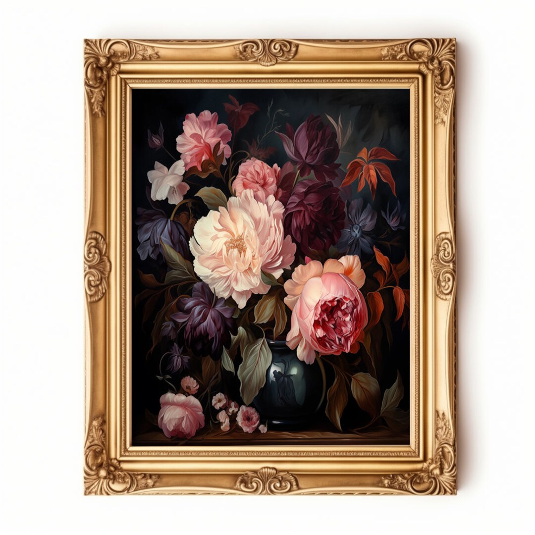 Moody Flowers Vintage Art Print Flower Print Dark Floral Print ...
