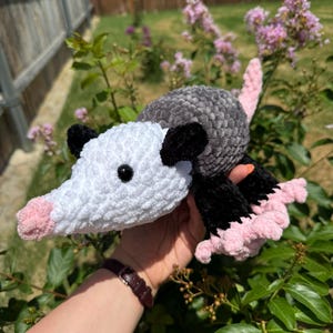 Crochet Opossum Stuffed Animal - Amigurumi Plush Woodland Creature