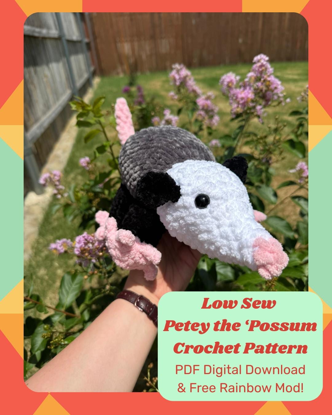 30 Opossum Crochet Patterns for Cute, Quirky Amigurumi Projects 18 Low Sew Opossum Crochet Pattern with Poseable Tail