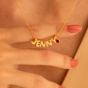 Personalisierte 3D Name Halskette - Benutzerdefinierte Blase Anfang Charme - Geschenk für sie - Personalisierter 3D Buchstabe Charme - Benutzerdefinierte Schmuck-Paar Halskette